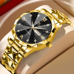 VA VA VOOM Luxury Rhinestone Watch Men Fashion Business 41mm Case Luminous Stainless Steel 3Bar Waterproof Quartz Watch for Men