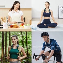 JISULIFE Portable Neck Fan, 4000mAh Battery Rechargeable, 5 Speeds Adjustable, Twistable Hands-Free Bladeless Neckband for Sport