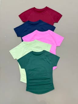 Women Sports T-Shirt Round Neck Short Sleeve Breathable Stretchy Tops Gym Fitness Yoga Running Workout Casual Athletic Shirts