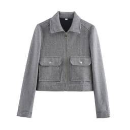 SLTNX Women's Zipper Jacket Coat New Winter Long Sleeve Pocket Outerwear Coat Short Street Elegant Women's Jacket