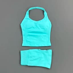 2 Pcs HISTELLO Halter Top Strappy Bra Shorts Set Women Yoga Workout Clothes Seamless Vest Hip-Lifting Sports Leggings Gym Suit