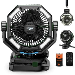 20000mAh Battery Camping Fan with 4 LED Lantern 8 Speeds Desk Fan Portable Outdoor Fan for Outdoor Camping Tent and Fishing