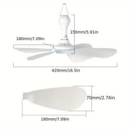 XIAOTREE USB Ceiling Fan DC 5V Air Circulator Fan 6 Detachable Blades Portable Hanging Ceiling Fans Camping Fan for RV & Home