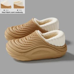Warm Plush Waterproof EVA Indoor Slippers For Women Winter Soft Thick Bottom Non Slip Home Slippers Couple's Furry Slides