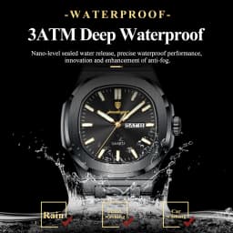 POEDAGAR Luxury Square Men's Watches Waterproof Luminous Date Week Men Watch Stainless Steel Fashion Quartz Man Wristwatch Reloj
