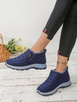 Women's Shoes, Winter Cotton Shoes with Fleece and Thickened Mid-Top, Warm and Casual Snow Boots