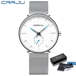 Men Watch CRRJU Watch Women Quartz Dress Watch for Men Dress Watches Fashion Unisex Ultra Thin Wristwatch Relojes Para Hombre