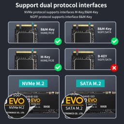 Yottamaster SATA M.2 NVMe SSD Enclosure Dual Portocol NVMe to USB Adapter USB 3.1 Gen2 USB C External Case Box Aluminum Alloy