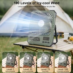 20000mAh Camping Fan Portable Ceiling Fans Foldable Desk Fan Tent Air Circulator Cooler Rechargeable Electric Fan with LED Light