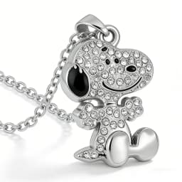 Cartoon Snoopy Full Zircon Necklace Couple Gift Pendant Cartoon Dog Clavicle Chain Valentine's Day Necklace