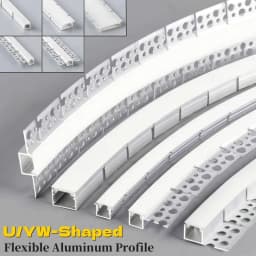 Curved U/YW-Style LED Aluminum Profile Recessed Bendable Aluminum Channel Silicone Diffuser Ceiling Floor Decor Bar Strip Lights