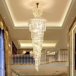 Long Crystal Staircase Gold Chandelier Modern Loft Crystal Lamp Luxury Villa Hotel Hall Living Room Large Chandelier Home Decor