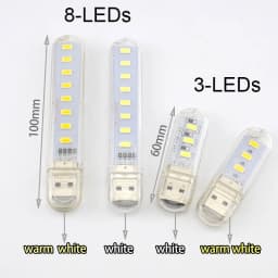 1PC Portable Mini 3/8/10/20/24 LED 5V USB DC Warm White Lamp Book Reading FLashlight Night Light Lighting for Lighting Computer