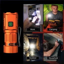 6500K 3x Led Mini Palm Small Flashlight USB Rechargeable Portable Magnet Torch Outdoor Hiking Camping Home Work Car Repai 16340