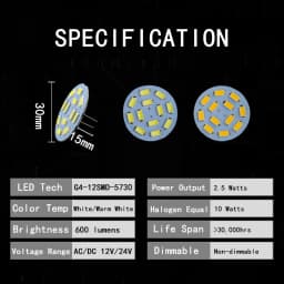 2Pcs 1W 2W 3W G4 Back Pin Round Board LED Bulb DC 12V 24V Lamp For Car Boat Home Spotlight Cabinet Lighting Replace Hologen