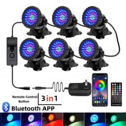 IP68 Waterproof LED Underwater Light Bluetooth APP Remote Control Night Lamp Swimming Pool Fountains Pond Aquarium Spot Light