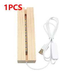 1-10PCS LED Wood Light Display Crystal Wooden Lighted Base Stand Acrylic Light Plate Base USB Wooden Base for Resin Art Light