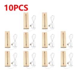 1-10PCS LED Wood Light Display Crystal Wooden Lighted Base Stand Acrylic Light Plate Base USB Wooden Base for Resin Art Light