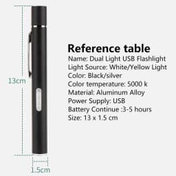 USB Rechargeable Medical Handy Pen Light Mini Nursing Flashlight LED Torch Lamp With Stainless Steel Clip Pocket Led Flashlight