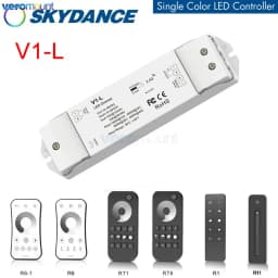 Skydance V1-L 2.4G RF Wireless Remote V1-L(WT) WiFi Tuya APP + Push Dim LED Dimmer CV Controller 12V 24V 15A PWM 0-100% Stepless