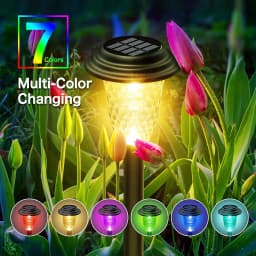 Solar Pathway Lights Outdoor Solar Yard Lamp RGB Color Changing/Warm White IP67 Waterproof LED Solar Lights for Garden Path