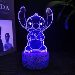 Ange & stitch 3D night light with colour changing acrylic rgb led gadget light for kids room decoration, gift for boys and girls