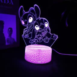 Ange & stitch 3D night light with colour changing acrylic rgb led gadget light for kids room decoration, gift for boys and girls