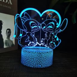 Ange & stitch 3D night light with colour changing acrylic rgb led gadget light for kids room decoration, gift for boys and girls