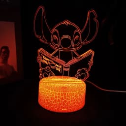 Ange & stitch 3D night light with colour changing acrylic rgb led gadget light for kids room decoration, gift for boys and girls