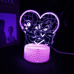 Ange & stitch 3D night light with colour changing acrylic rgb led gadget light for kids room decoration, gift for boys and girls