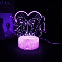 Ange & stitch 3D night light with colour changing acrylic rgb led gadget light for kids room decoration, gift for boys and girls