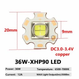 DC3V/6V/24V XML2 T6 XHP70 XHP90 XHP110 LED COB Replace 18W 30W 36W 45W 54W 72W For Flashlight Car Light Diving Light Source