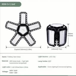 LED Garage Light Bulbs, 40W 60W 80W10000LM Super Bright Garage Lighting LED Shop Light With Adjustable Panels, E27 Screw Socket