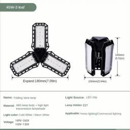 LED Garage Light Bulbs, 40W 60W 80W10000LM Super Bright Garage Lighting LED Shop Light With Adjustable Panels, E27 Screw Socket