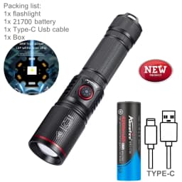 20W Zoom Round Beam Light LED High Power Flashlight USB Rechargeable Torch Camping Outdoor Hunting Fishing Walking Lighting Lamp