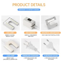 EU/US Plug Sewing Machine Light 10LED/COB U-Shape Flexible Industrial Lighting Lamp Magnetic Base Working Lights For Workbench