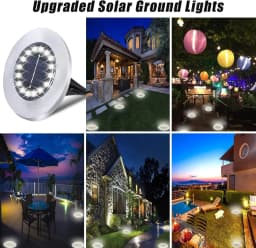 16 LEDs Bright Solar Ground Lights Outdoor Waterproof Solar LED Light for Pathway Garden Yard Lawn Walkway Driveway Decoration
