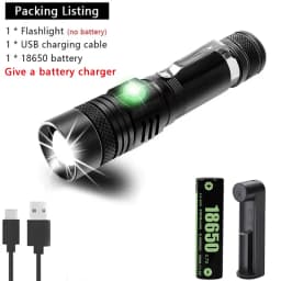 High Power T6 Led Flashlights Zoomable Camping Torch With Pen Clip Waterproof 4 Lighting Modes Multi Function USB Charger
