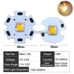High Power LED 5W-10W 5050 XLM T6 5050-L2 3-3.7V Warm Neutral Cold White Red Green Blue UV Purple Chip Diodes Flashlights Part