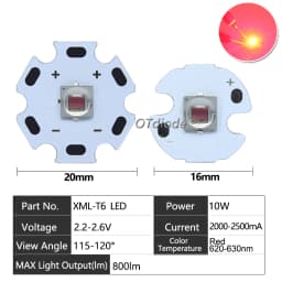High Power LED 5W-10W 5050 XLM T6 5050-L2 3-3.7V Warm Neutral Cold White Red Green Blue UV Purple Chip Diodes Flashlights Part