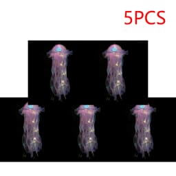 5PCS Jellyfish Bedroom Night Light Lamp Button Battery Hanging Atmosphere Decoration Lamp with Ribbon&Bead for Girl Bedroom 2024