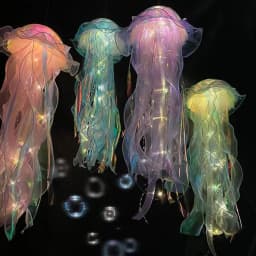 5PCS Jellyfish Bedroom Night Light Lamp Button Battery Hanging Atmosphere Decoration Lamp with Ribbon&Bead for Girl Bedroom 2024