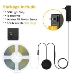 Movable Sensing PIR Motion Sensor LED Strip Lights 24V COB LED Lamp Diode Tape with RF Reciever for Stairs Living Room Lighting