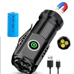 20W Mini Flashlight Super Bright P50 LED Flashlights with Tail Magnet 16340 Battery USB Rechargeable Camping Emergency Torch