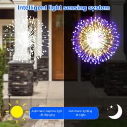 Solar Firework Lights Outdoor - 90/150/200 LEDs, 8 Modes, Copper Wire Hanging Fairy Lights For Yard, Patio, Tent,Party,Xmas