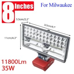 8Inch Led Light Spotlight Outdoor Work Fishing Handheld Emergency Lamp For Dewalt For Milwaukee For Makita For Bosch 18V Battery