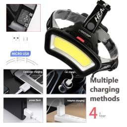 COB LED Headlamp USB Rechargeable Red White Light Fishing Headlight Waterproof Night Outdoor Camping Hunting Head Light Lantern
