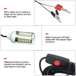 12V LED Fishing Trap Light 100W IP68 Lure Fish Finder Lamp 108 Leds 2835SMD Attracts Prawns Squid Krill 4 Colors LED Pool Lights