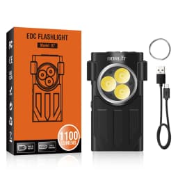 BORUiT V7 LED EDC Keychain Flashlight 1100LM USB-C Rechargeable Mini Torch with Clip Magnet Red UV Light Camping Pocket Lantern