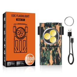 BORUiT V7 LED EDC Keychain Flashlight 1100LM USB-C Rechargeable Mini Torch with Clip Magnet Red UV Light Camping Pocket Lantern